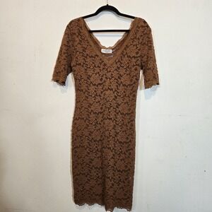 Rosemunde Copenhagen Rust Lace Dress - full sheer - size Medium